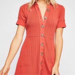 Free People Button Down Ribbed Dress